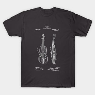 Vertical Violin Patent White T-Shirt